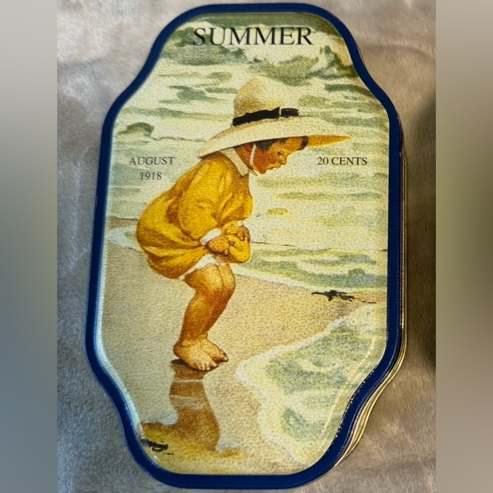 Vintage Nostalgia Good Housekeeping Summer Tin 1918 Boy At The Beach